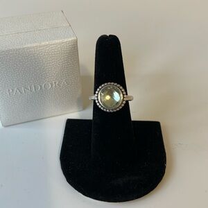 Pandora Autumn Skies Green Amethyst Sterling Silver 925 ALE Ring Size 54